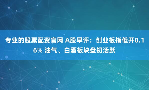 专业的股票配资官网 A股早评：创业板指低开0.16% 油气、白酒板块盘初活跃