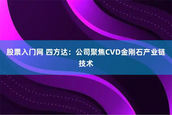股票入门网 四方达：公司聚焦CVD金刚石产业链技术